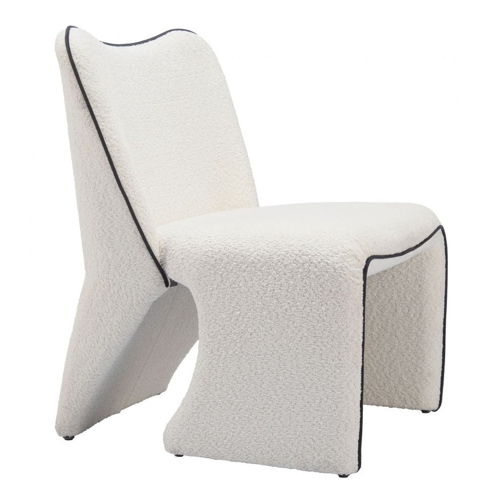Novo Accent Chair Zuo 110201 | Textured Polyester Fabric, Electroplated Stainless Steel | Ivory