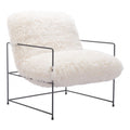 Pelut Accent Chair Zuo 110202 | Faux Fur Polyester Fabric, Electroplated Stainless Steel | White