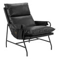 Halaus Accent Chair Zuo 110204 | Faux Leather Fabric, Powder Coated Steel | Black