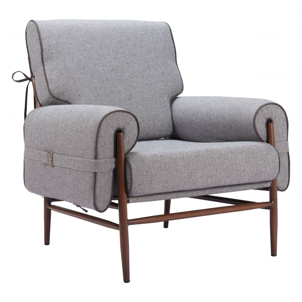 Klem Accent Chair Zuo 110205 | Textured Polyester Fabric, Powder Coated Steel | Gray