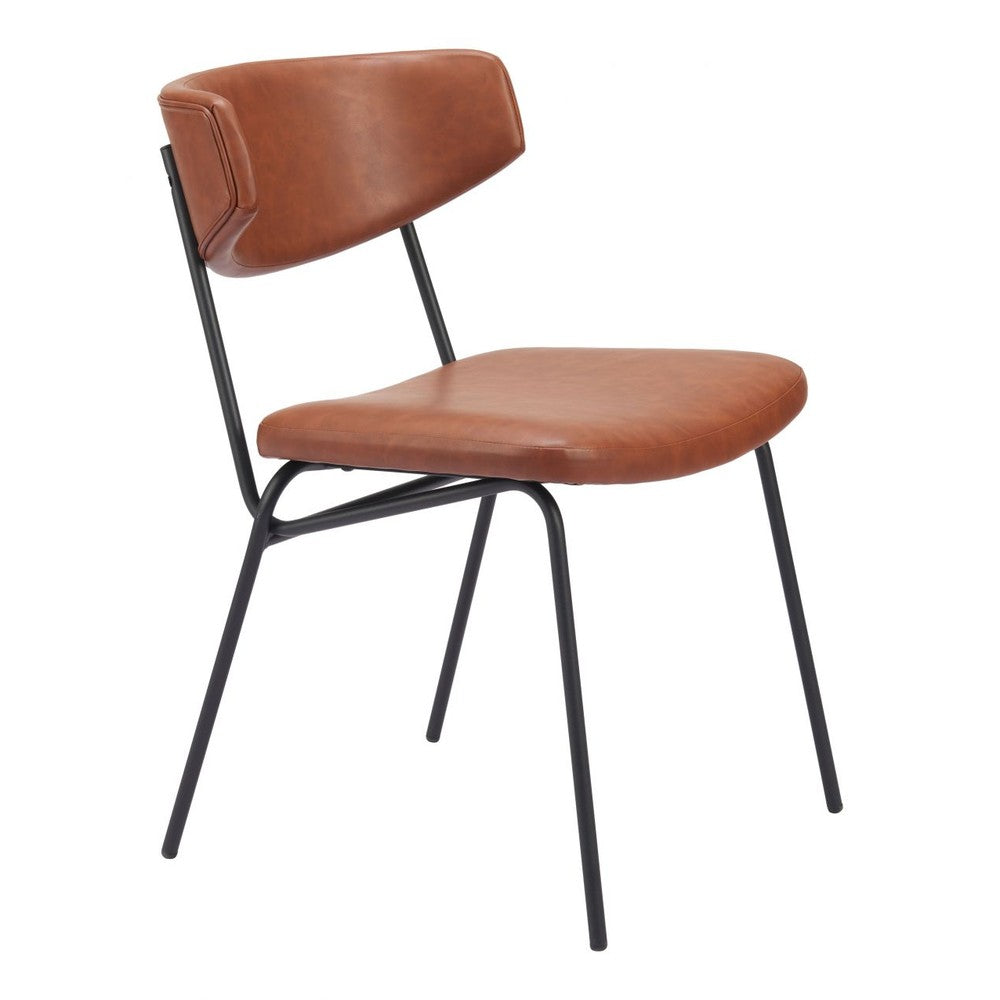 Charon Dining Chair Zuo 110258 | Faux Leather, Powder Coated Steel | Vintage Brown