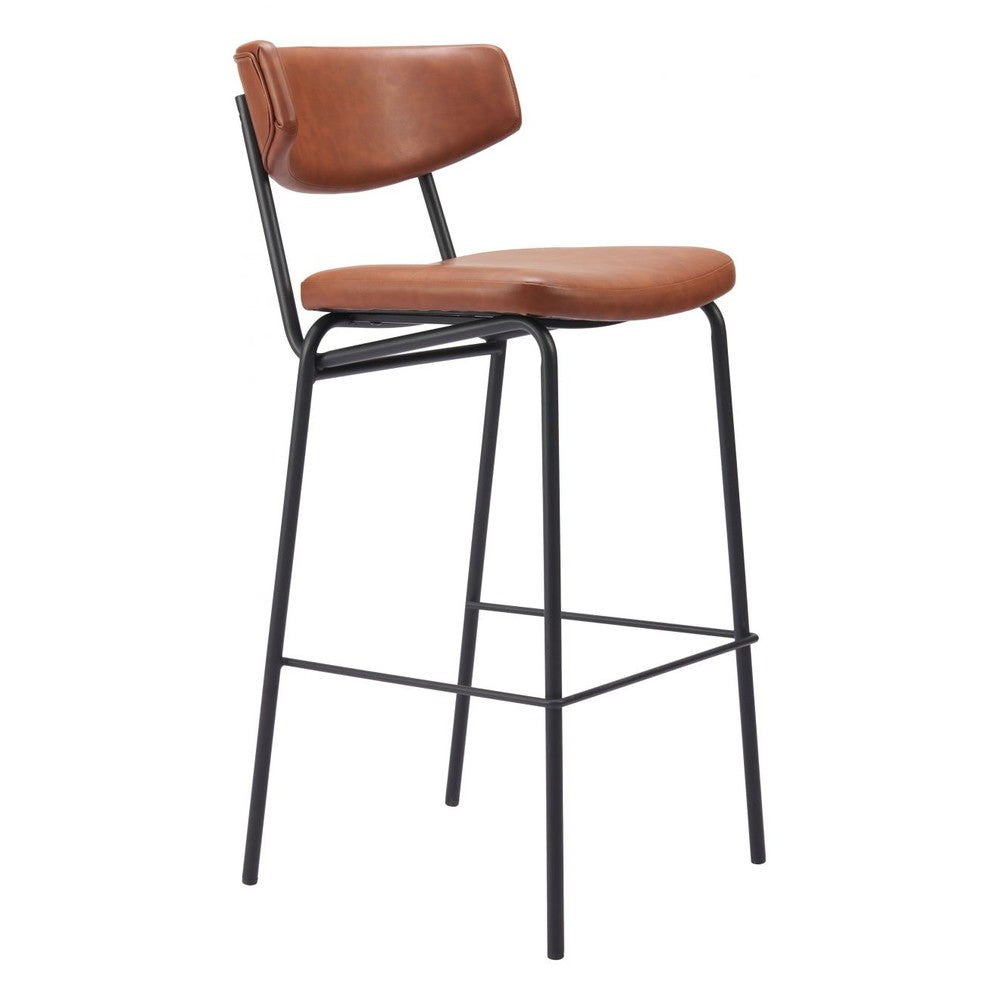 Charon Barstool Zuo 110260 | Faux Leather, Powder Coated Steel | Vintage Brown