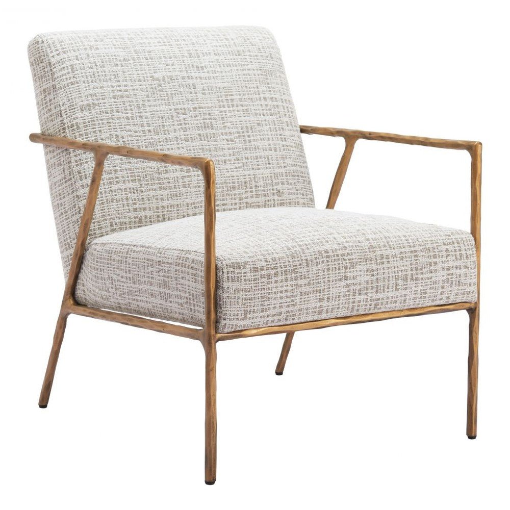 Norrebro Accent Chair Zuo 110270 | Textured Polyester Fabric, Forged Steel | Beige Frost
