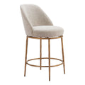 Counter Stool Zuo 110272 | Textured Polyester Fabric, Forged Steel | Beige & Gold