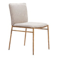 Nordvest Dining Chair Zuo 110275 | Textured Polyester Fabric, Forged Steel | Beige & Gold