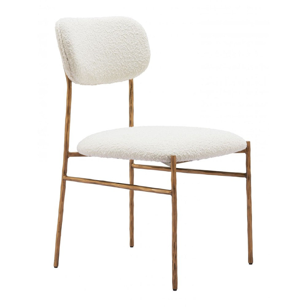 Sydhavnen Dining Chair Zuo 110276 | Textured Polyester Fabric, Forged Steel | Cream & Gold