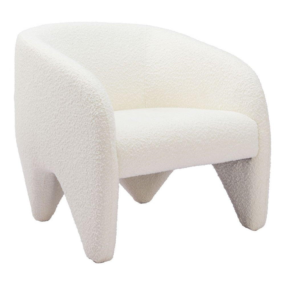 Lopta Accent Chair Zuo 110279 | Shearling Style Polyester Fabric, MDF | White