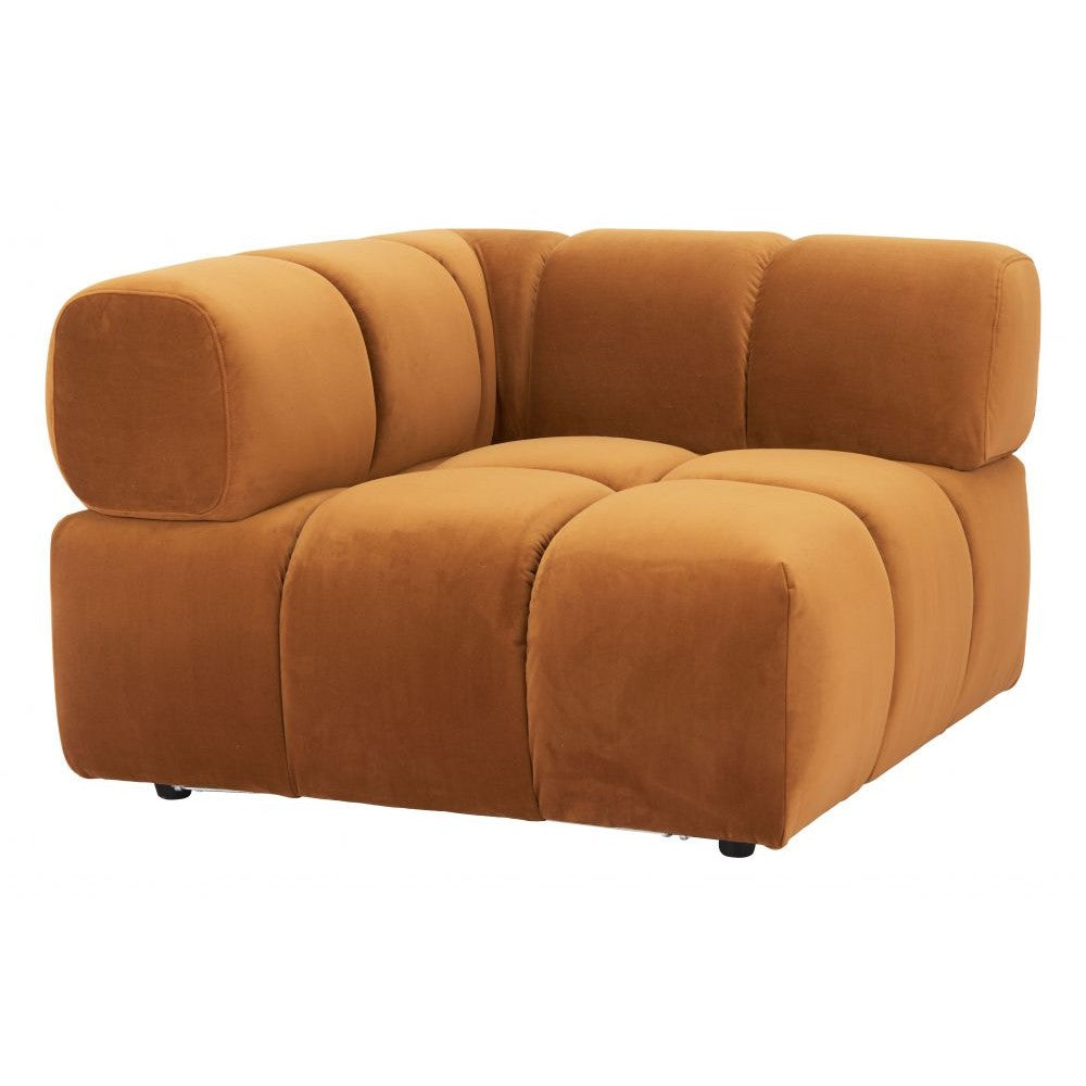 Rist Corner Chair Zuo 110282 | Velvet Polyester Fabric, MDF, Pine, Wood, 100% Polypropylene | Brown