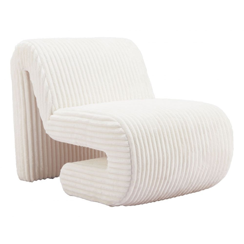 Opam Accent Chair Zuo 110283 | Corduroy Polyester Fabric, MDF | White