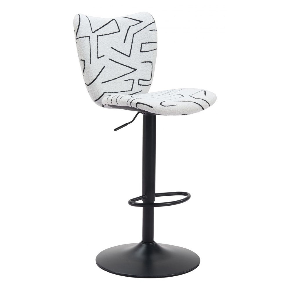 Elevate Barstool Zuo 110286 | Textured Polyester Fabric, Powder Coated Steel | White