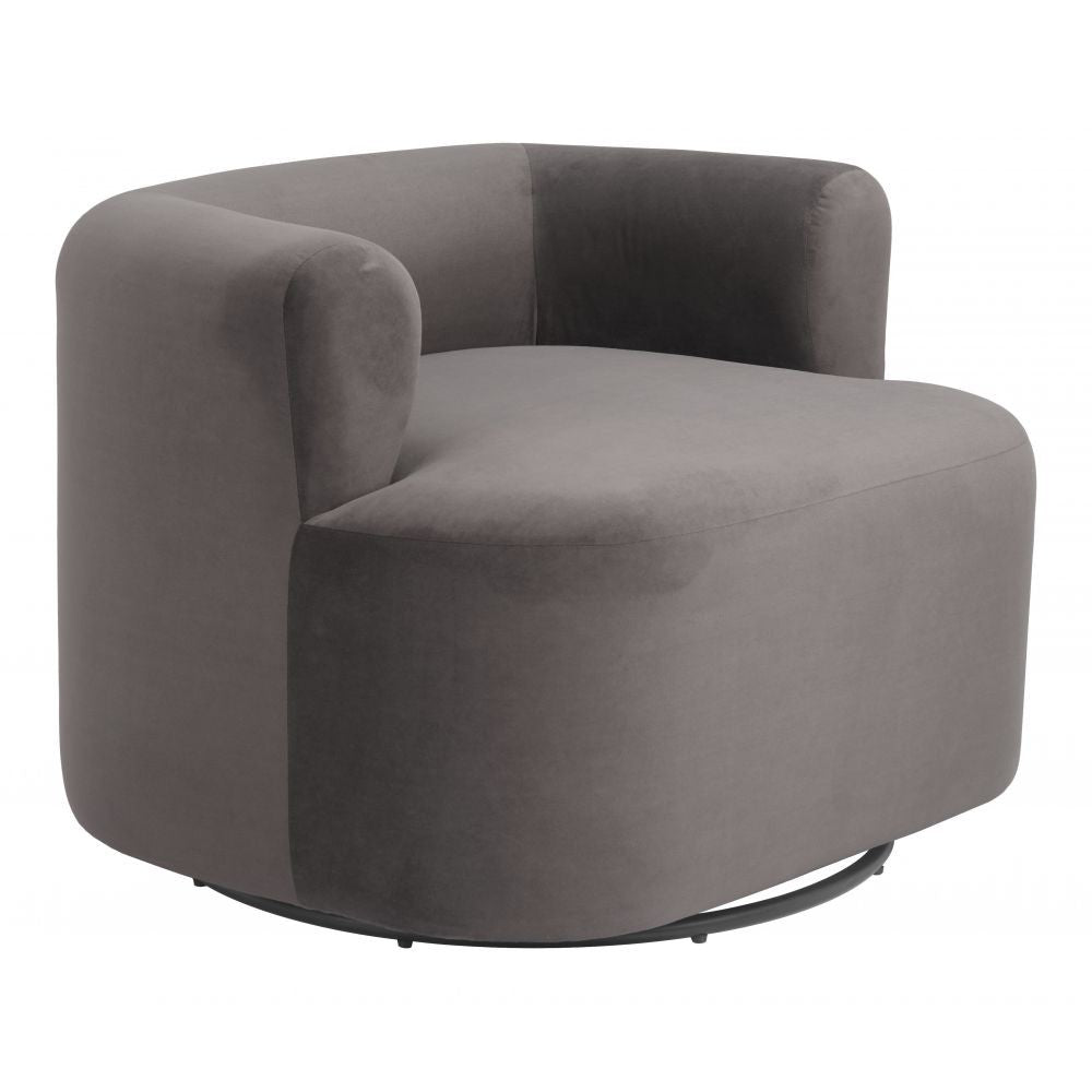 Mugav Swivel Chair Zuo 110293 | Velvet Polyester Fabric, Powder Coated Steel | Gray