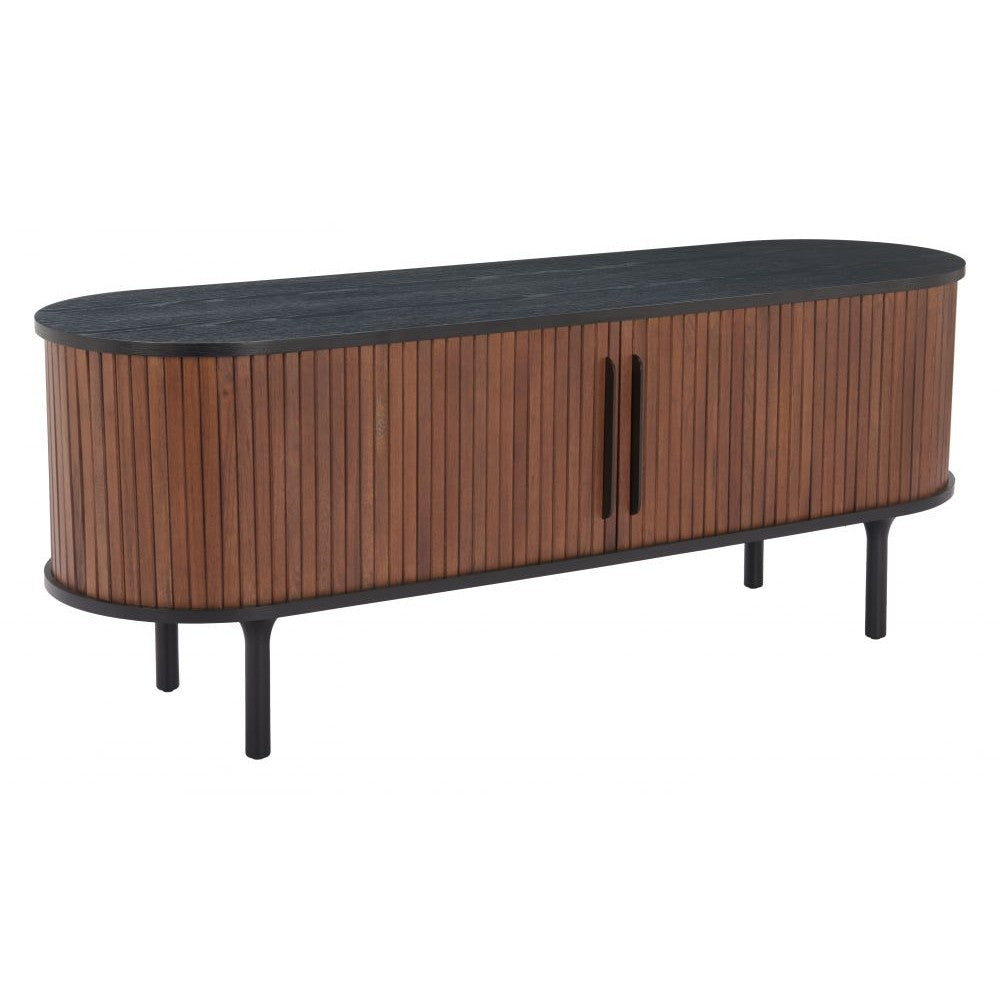 Koriana Entertainment Stand Zuo 110297 | Wood Veneer MDF, Painted Rubberwood | Black & Walnut