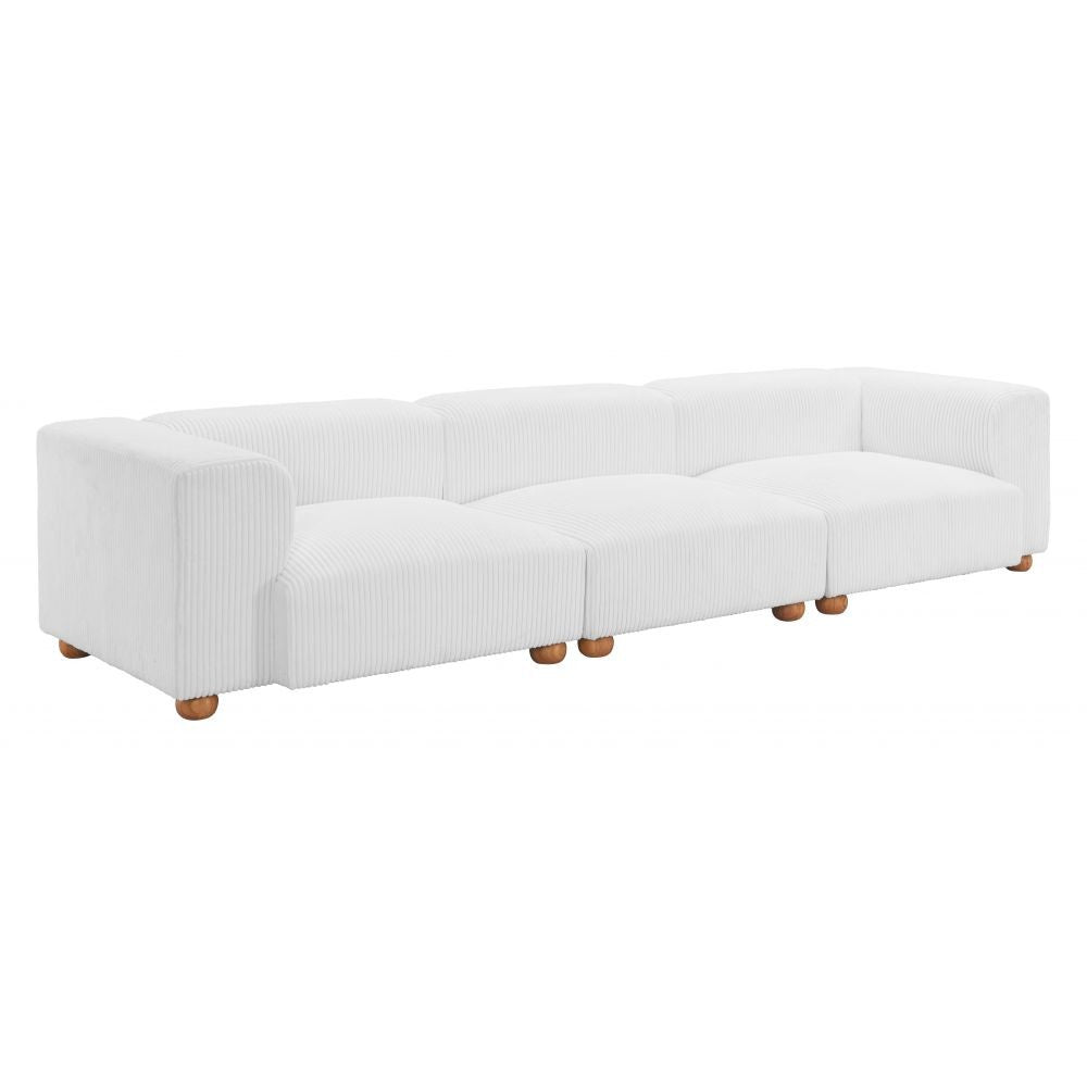 Tay Te Sofa Zuo 110302 | Corduroy Polyester Fabric, Poplar Wood, Rubberwood | White