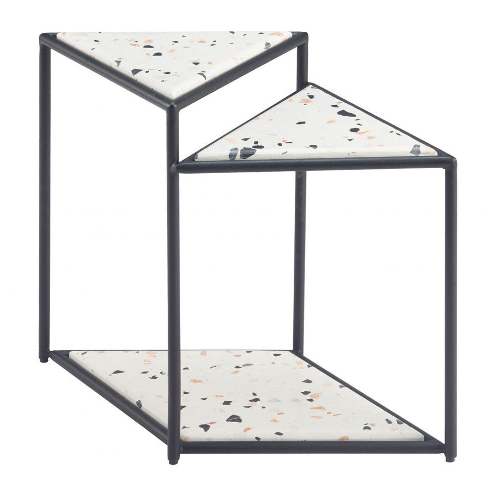 Miste Side Table Zuo 110325 | Faux Terrazzo Stone, Sandblasted Steel | Multicolor