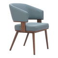 Poise Dining Chair Zuo 110328 | Faux Leather, Faux Wood Steel | Azure Gray & Walnut