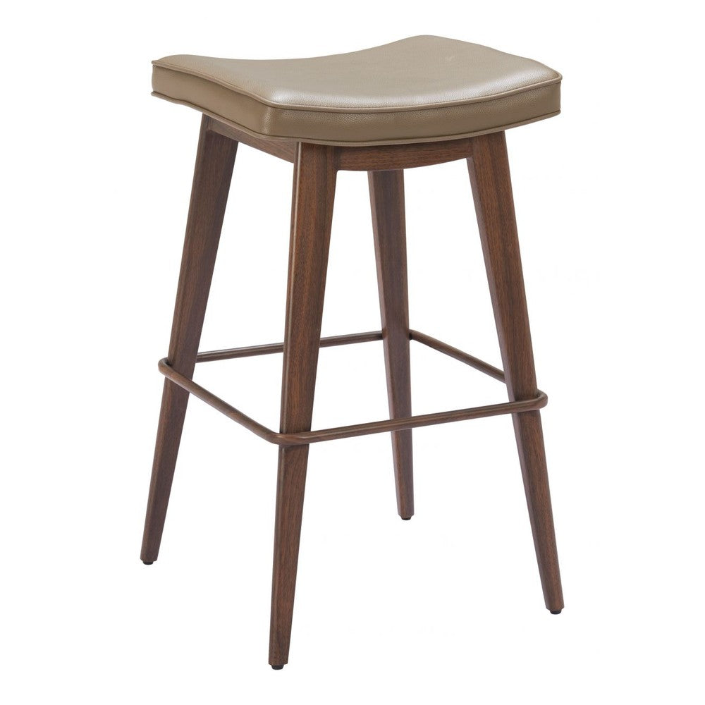 Divat Barstool Zuo 110330 | Faux Leather, Faux Wood Steel | Taupe & Walnut