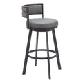 Gimsby Swivel Barstool Zuo 110332 | Faux Leather, Powder Coated Steel | Gray