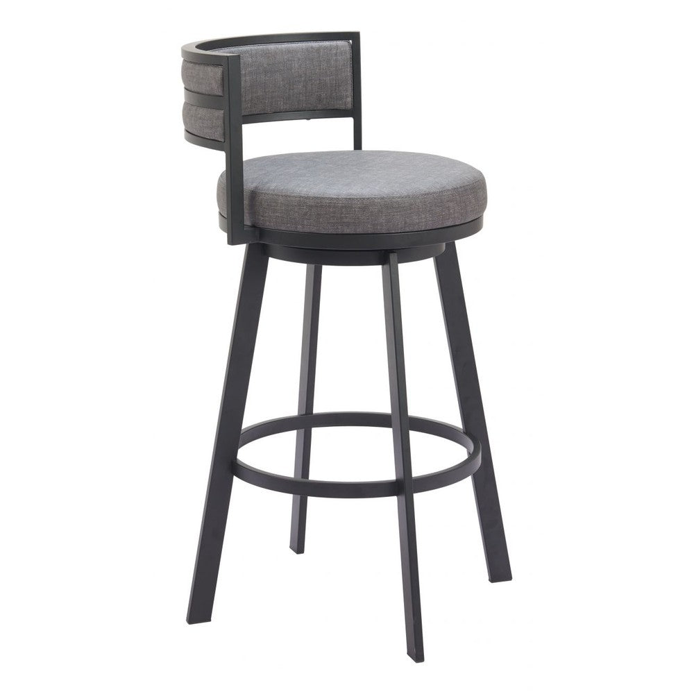 Gimsby Swivel Barstool Zuo 110332 | Faux Leather, Powder Coated Steel | Gray