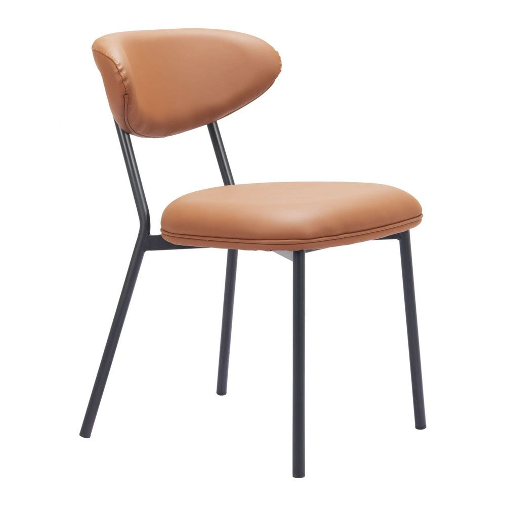 Rorun Dining Chair Zuo 110336 | Faux Leather, Powder Coated Steel | Brown