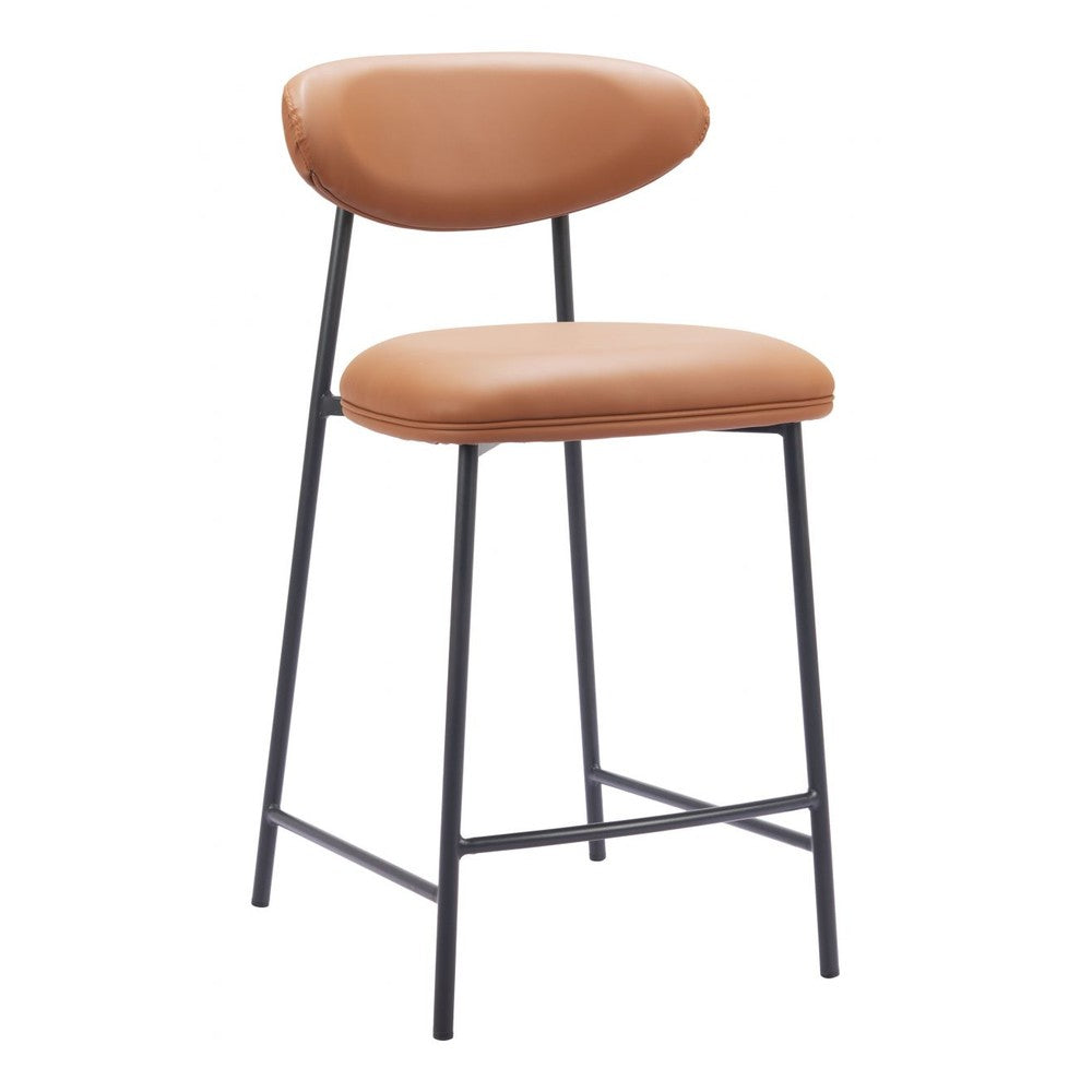 Rorun Counter Stool Zuo 110337 | Faux Leather, Powder Coated Steel | Brown