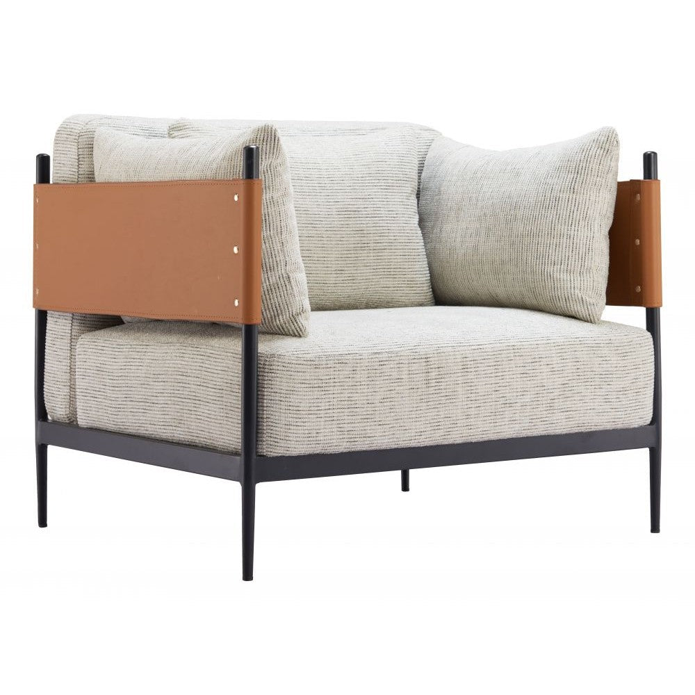 Stirbe Armchair Zuo 110344 | Textured Polyester Fabric, Faux, Leather, Powder Coated Steel | Gray