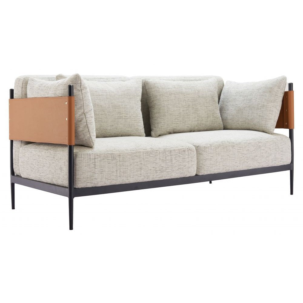 Stirbe Loveseat Zuo 110345 | Textured Polyester Fabric, Faux, Leather, Powder Coated Steel | Gray