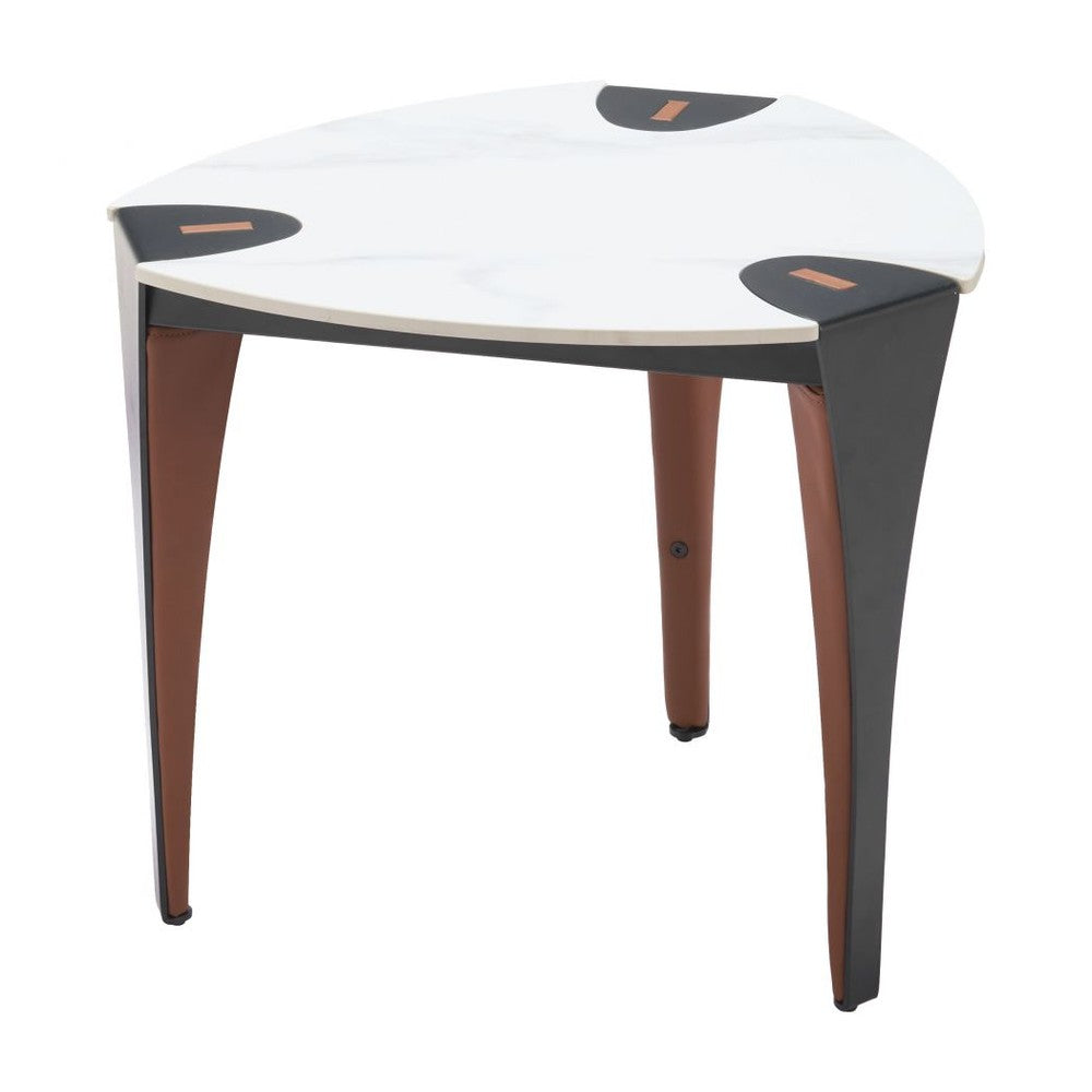 Bogey Side Table Zuo 110347 | Faux Leather, Faux Marble Sintered, Stone, Powder Coated Steel | Multicolor