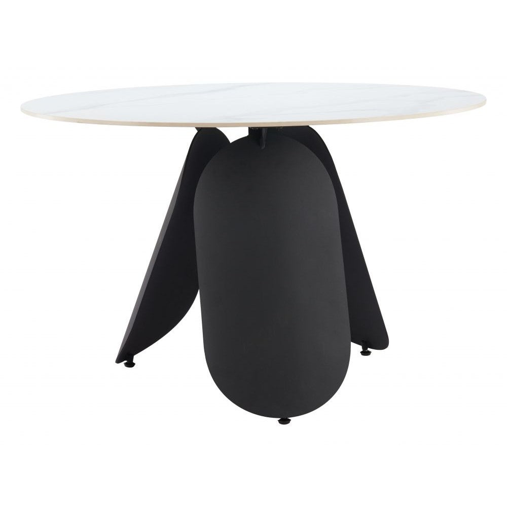 Toru Dining Table Zuo 110349 | Faux Marble Sintered Stone, Powder Coated Steel | White