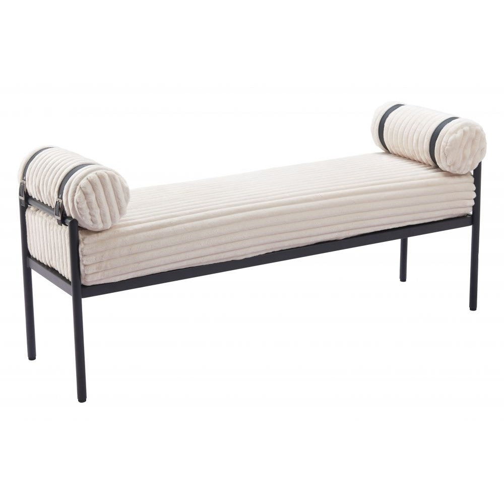 Barrow Bench Zuo 110353 | Corduroy Polyester Fabric, Powder Coated Steel | Cream