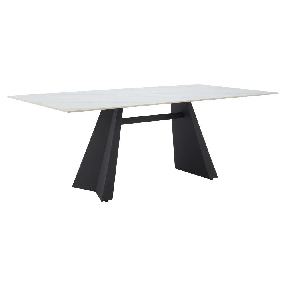 Inky Dining Table Zuo 110355 | Faux Marble Sintered Stone, Powder Coated Steel | White