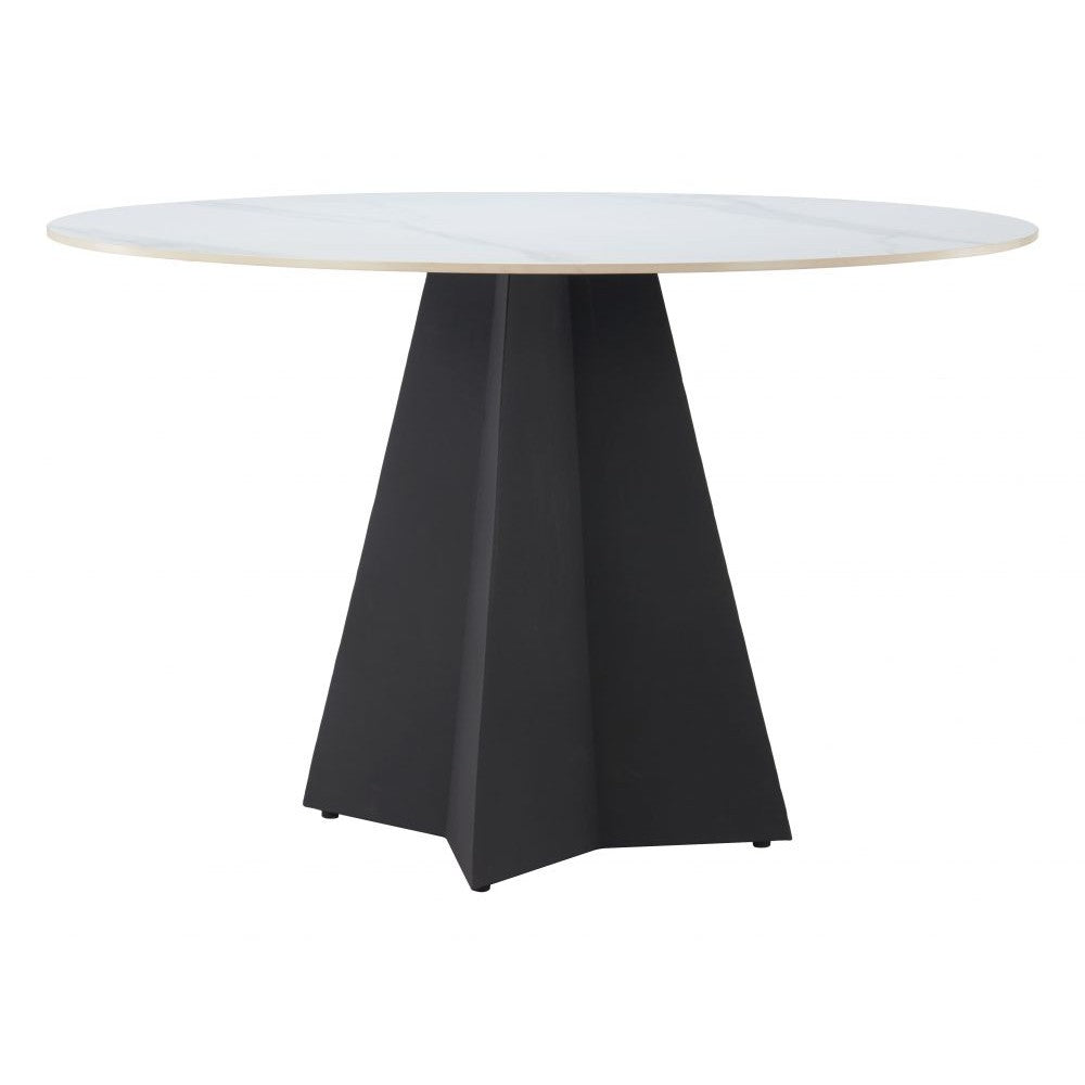 Izar Dining Table Zuo 110356 | Faux Marble Sintered Stone, Powder Coated Steel | White