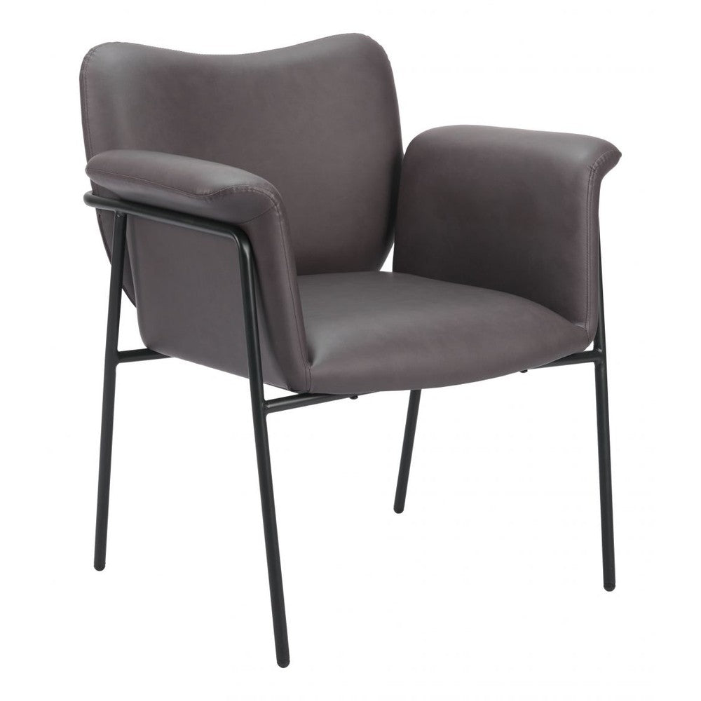 Heritage Dining Chair Zuo 110357 | Faux Leather, Powder Coated Steel | Brown