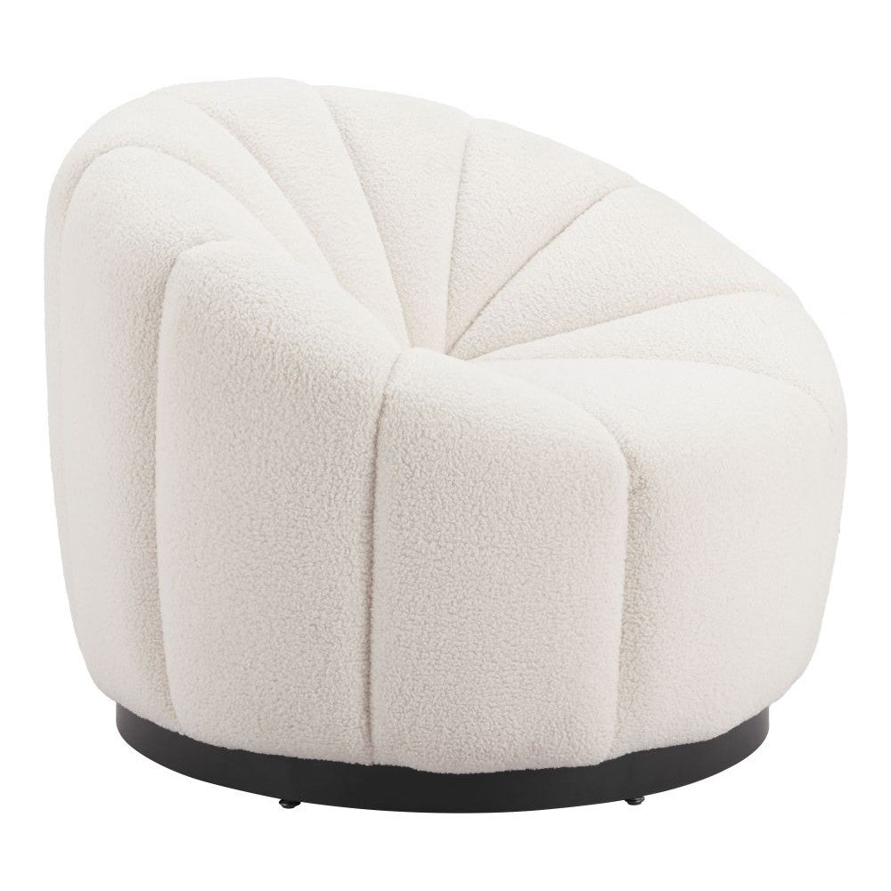 Bhutan Accent Chair Zuo 110358 | Shearling Style Polyester Fabric, Powder Coated Steel | Cream