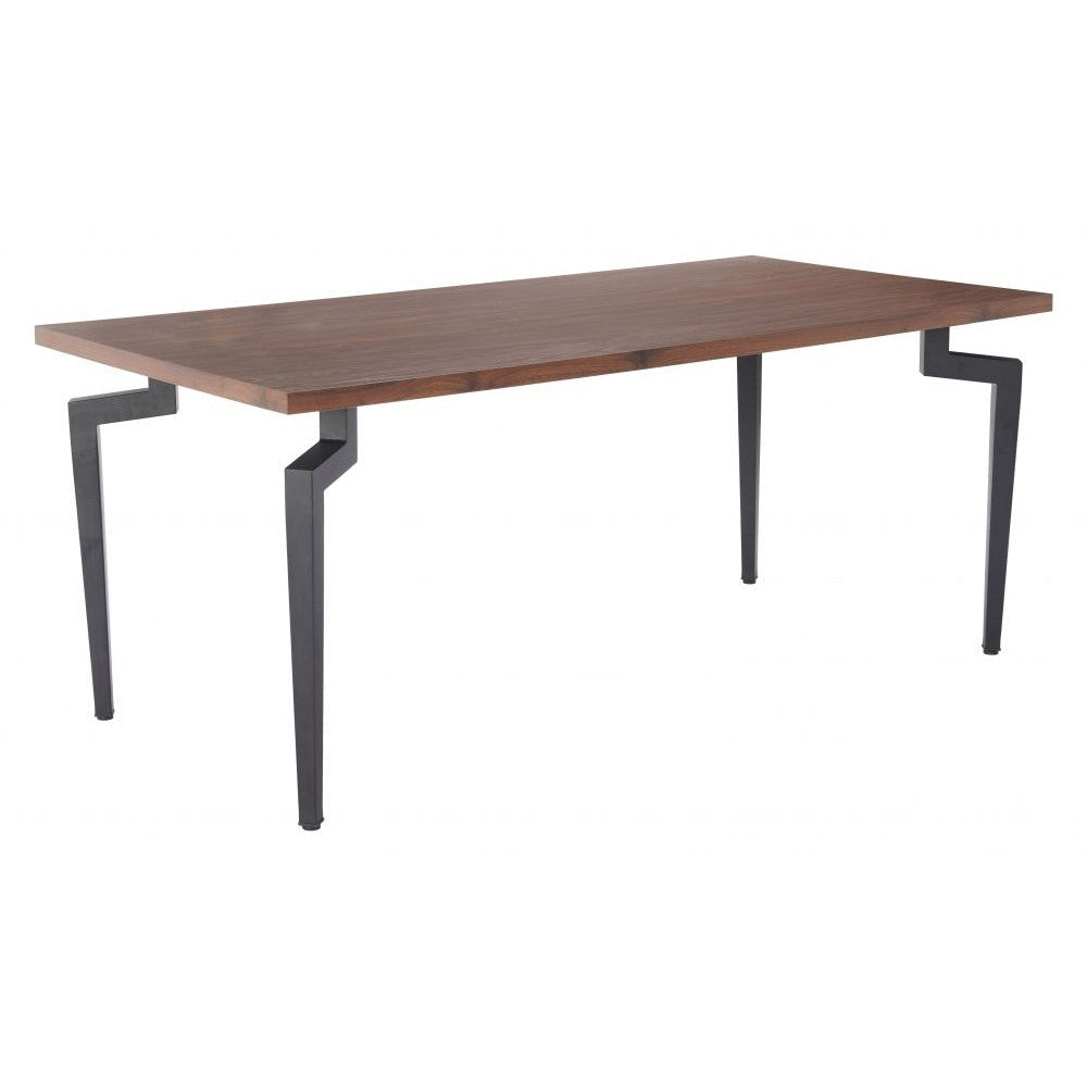 Kani Dining Table Zuo 110360 | Faux Wood MDF, Powder Coated Steel | Walnut