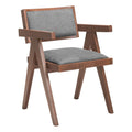 Delhi Dining Chair Zuo 110396 | Poly Linen Fabric, Rubberwood | Gray & Walnut