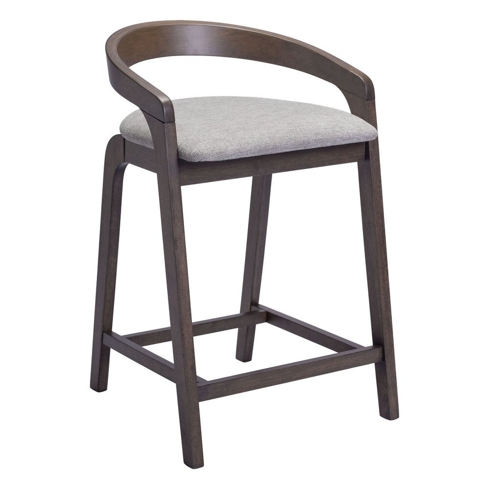 Troy Counter Stool Zuo 110399 | Poly Linen Fabric, Rubberwood | Dove Gray & Espresso