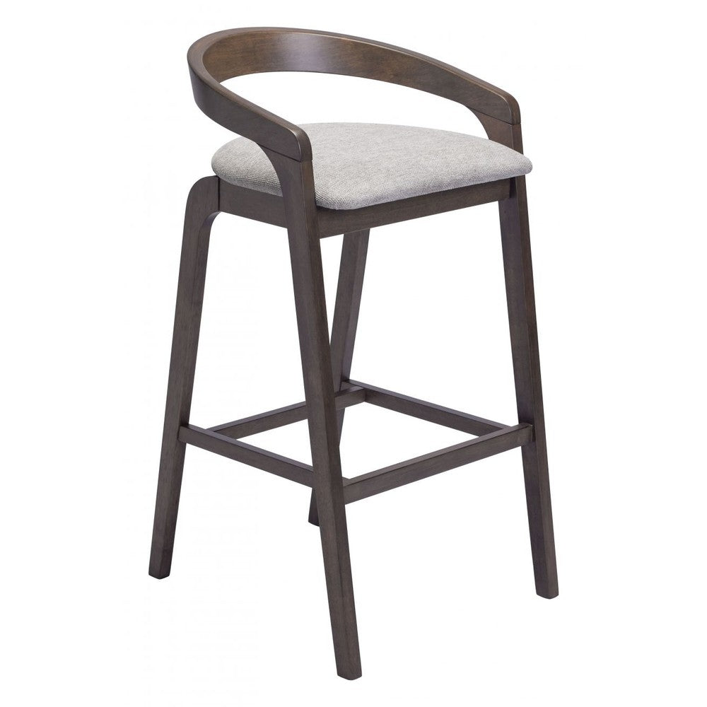 Troy Barstool Zuo 110400 | Poly Linen Fabric, Rubberwood | Dove Gray & Espresso