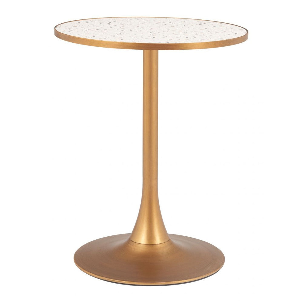 Bite Bistro Table Zuo 110401 | Faux Terrazzo MDF, Powder Coated Steel | Beige & Gold