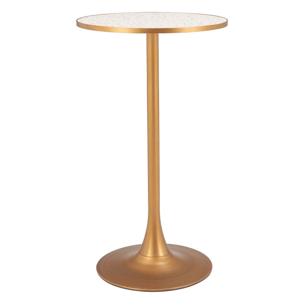 Bite Bar Table Zuo 110402 | Faux Terrazzo MDF, Powder Coated Steel | Beige & Gold