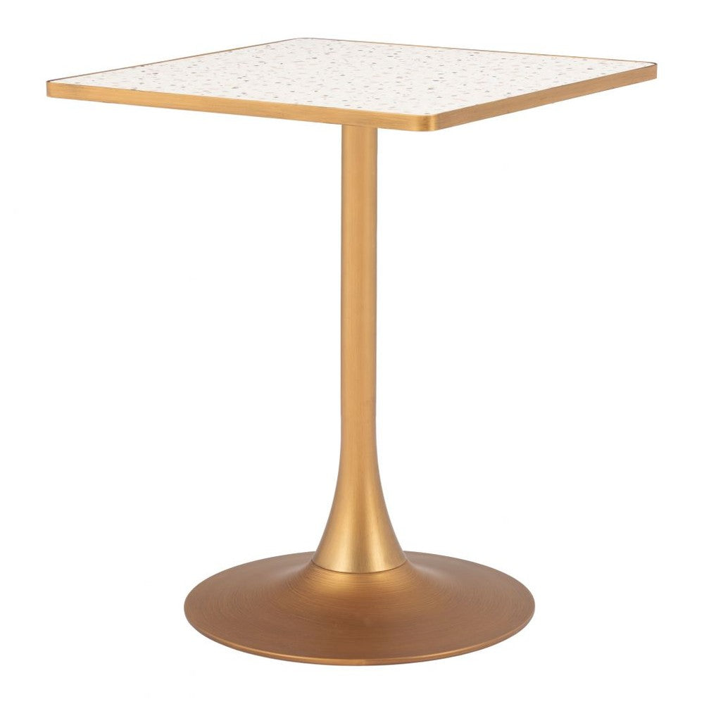 Spot Bistro Table Zuo 110407 | Faux Terrazzo MDF, Powder Coated Steel | Beige & Gold