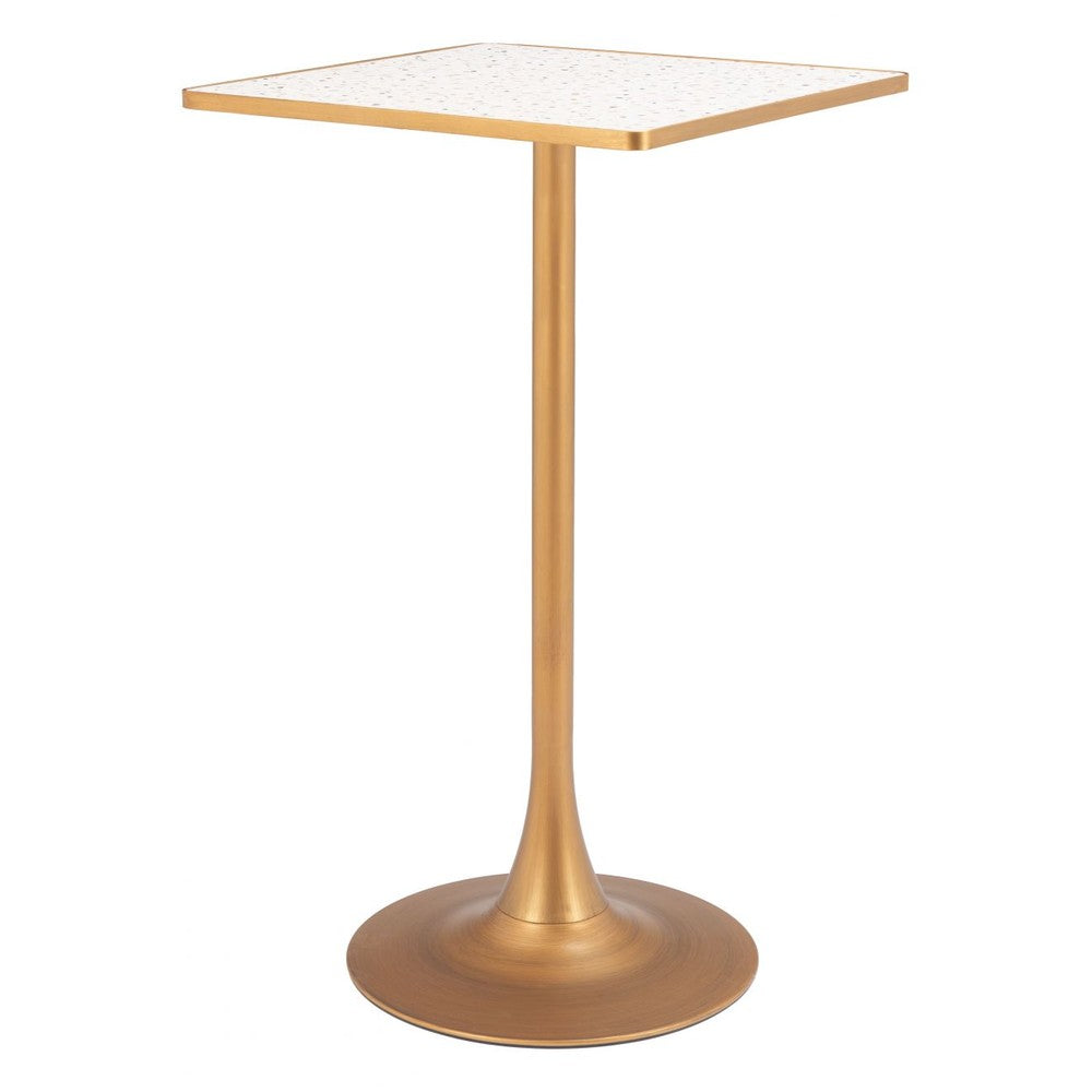 Spot Bar Table Zuo 110408 | Faux Terrazzo MDF, Powder Coated Steel | Beige & Gold