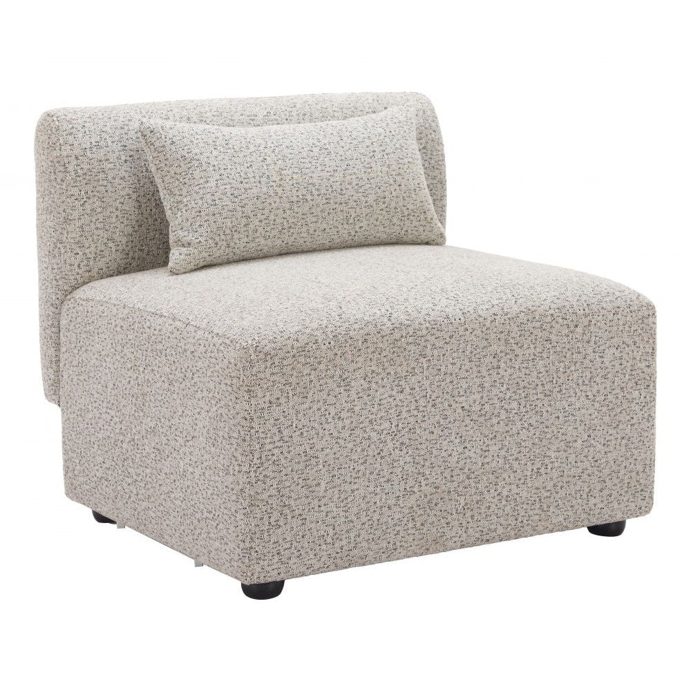 Simu Middle Chair Zuo 110432 | Textured Polyester Fabric, Elm Wood | Dune Greige