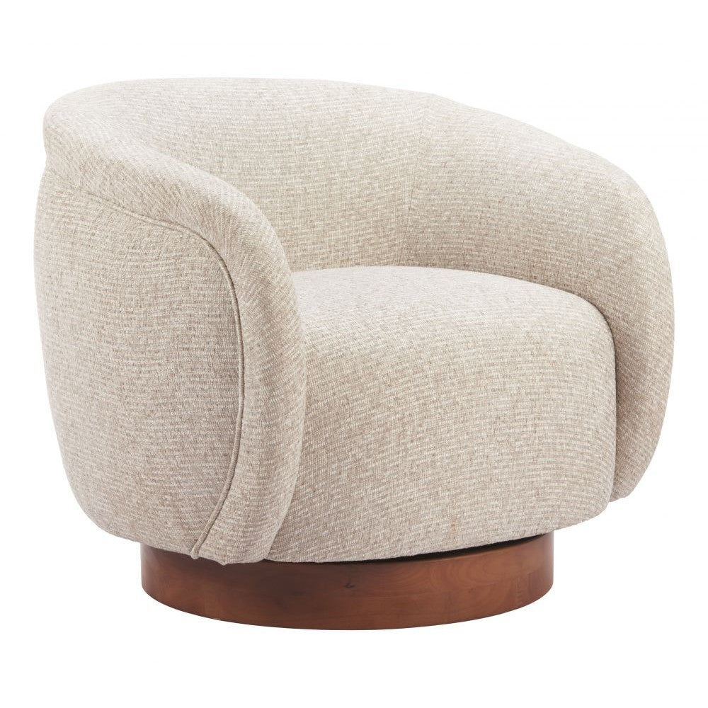Vinta Swivel Chair Zuo 110435 | Textured Polyester Fabric, Elm Wood | Beige