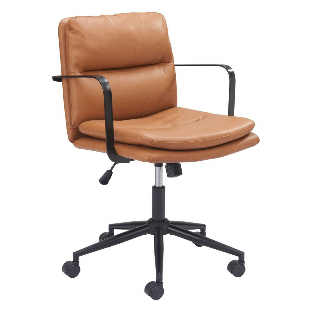 Birao Office Chair Zuo 110438 | Faux Leather, Powder Coated Steel | Brown