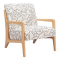 Runa Accent Chair Zuo 110468 | Printed Polyester Fabric, Rubberwood | Beige & Natural