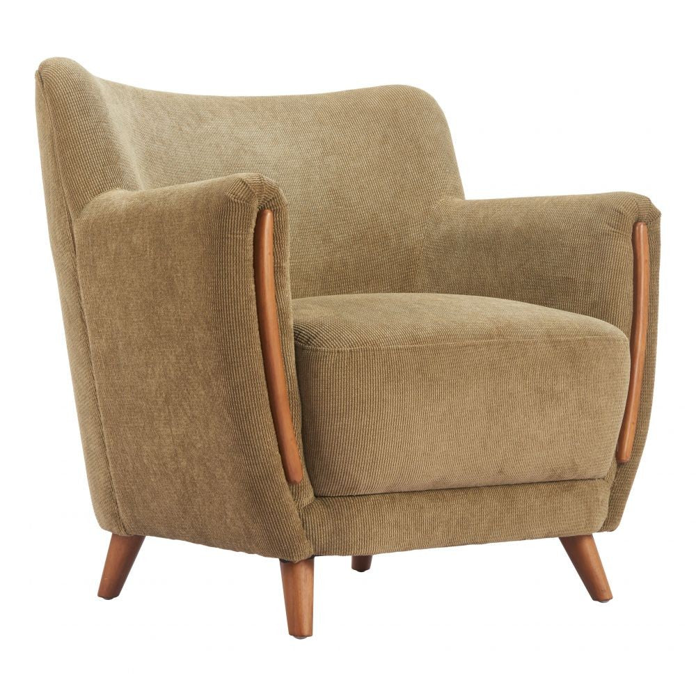 Hako Accent Chair Zuo 110470 | Corduroy Polyester Fabric, Rubberwood | Olive Green