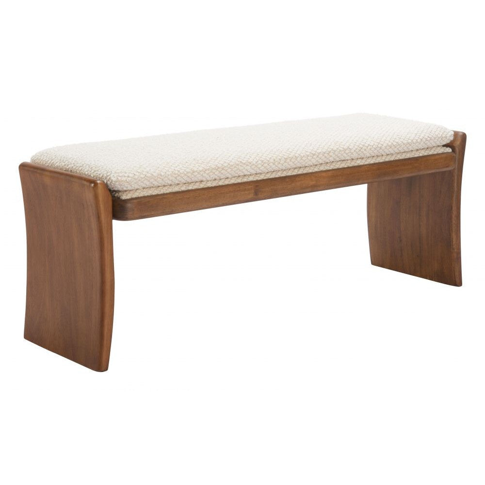 Lafa Bench Zuo 110472 | Textured Polyester Fabric, Rubberwood | Beige