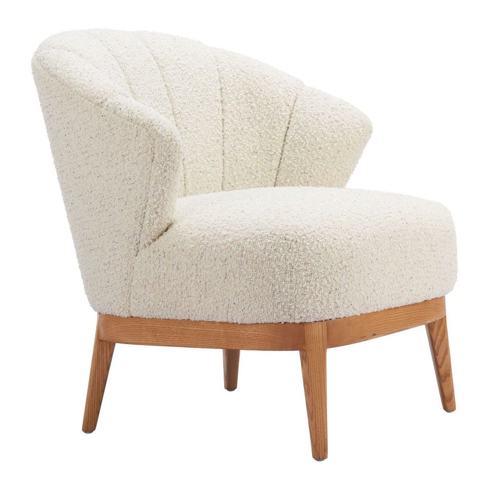 Leque Accent Chair Zuo 110474 | Textured Polyester Fabric, Ash Wood | Tawny Beige