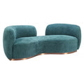 Jamela Sofa Zuo 110478 | Shearling Style Polyester Fabric, Pine, Wood, Powder Coated Steel | Teal
