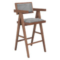 Delhi Barstool Zuo 110494 | Poly Linen Fabric, Rubberwood | Gray & Walnut